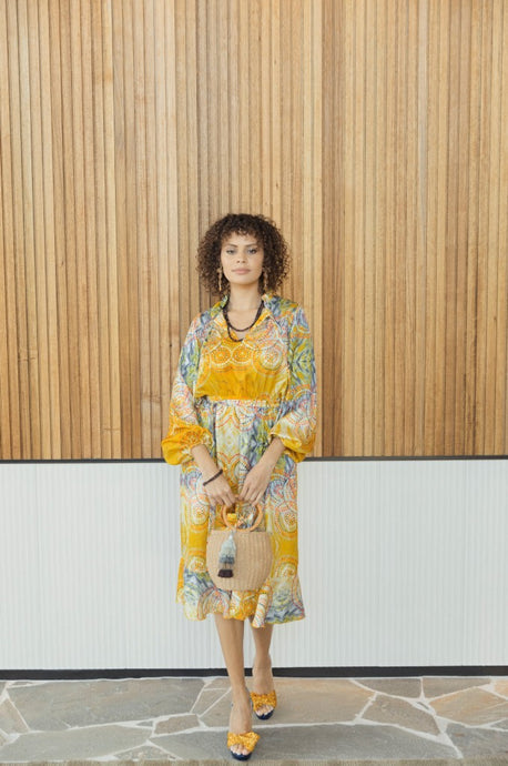 Arlinda Long Sleeve Dress in Playground print